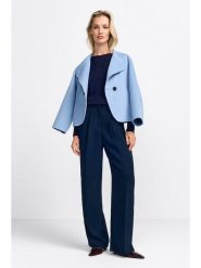 Rich & Royal Spodnie w kolorze granatowym rozmiar: 36. Niebieskie spodnie materiałowe damskie Rich & Royal, bez wzorów, z materiału, z podwyższonym stanem. Za 266.03 zł.