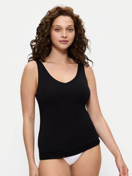 Triumph Top Sense Of Modal 10224796 Czarny Slim Fit. Czarne topy damskie Triumph, xl, bez wzorów, z syntetyku, bez kołnierzyka. Za 49.00 zł.