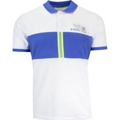 Koszulka POLO Biało-Chabrowa z Nadrukiem, Casualowa, Męska, Krótki Rękaw. Niebieskie koszulki polo męskie MCL, m, bez wzorów, z bawełny, bez ramiączek. Za 145.00 zł.