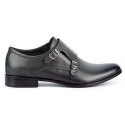 Olivier Skórzane buty wizytowe Monki 287LU szare. Szare buty wizytowe męskie z jeansu, bez zapięcia. Za 367.89 zł.