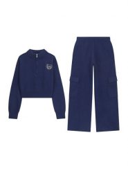 Guess Komplet sweter i spodnie materiałowe J6BG01 Z1287 Granatowy Regular Fit. Niebieskie spodnie dziewczęce Guess, z materiału. Za 394.99 zł.