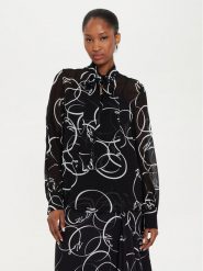 KARL LAGERFELD Bluzka 245W1604 Czarny Regular Fit. Czarne bluzki damskie Karl Lagerfeld, bez wzorów, z wiskozy, bez ramiączek. Za 589.99 zł.