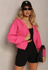 Fuksjowa Taliowana Bluza z Kapturem Zapinana na Zamek Błyskawiczny Vireapa. Czerwone bluzy z kapturem damskie Renee, l. Za 59.99 zł.