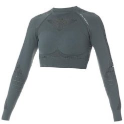 Top damski BRUBECK GYM - bezszwowy, oddychający. Zielone topy sportowe damskie Brubeck, l, bez wzorów, z materiału, bez ramiączek. Za 159.99 zł.