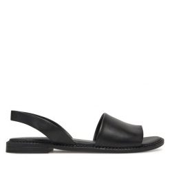 Sandały Lasocki. Czarne sandały damskie Lasocki, bez wzorów, bez obcasa, na płaskiej podeszwie. Za 139.99 zł.