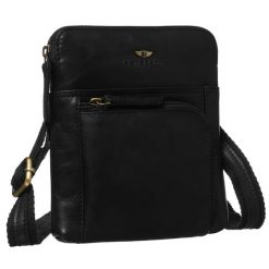 Skórzana listonoszka męska w czarnym kolorze, zawieszona na regulowanym pasku i zamykana suwakiem Peterson PTN 1904-OPU. Czarne saszetki męskie Peterson, ze skóry. Za 149.99 zł.