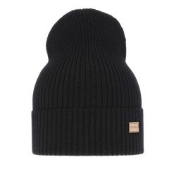 Czapka damska wiosenno - zimowa 100% wełniana merino Sophie - Czarna. Czarne czapki zimowe damskie Molly, z materiału. Za 69.90 zł.