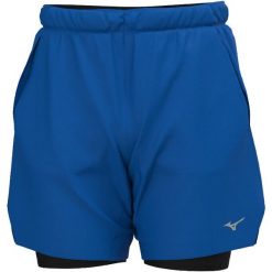 Szorty 2 w 1 Mizuno Core 7.5. Niebieskie szorty męskie Mizuno, bez wzorów, sportowe. Za 270.00 zł.