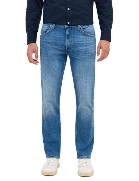 Męskie Spodnie Jeansowe Mustang Style Tramper Straight Denim Blue 1016331 5000 582. Niebieskie spodnie materiałowe męskie Mustang, bez wzorów, z denimu. Za 219.99 zł.