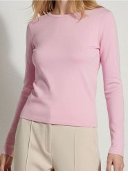 Bawełniana koszulka z długim rękawem - różowy. Czerwone t-shirty damskie Sinsay, l, bez wzorów, z bawełny, bez kołnierzyka. Za 19.99 zł.