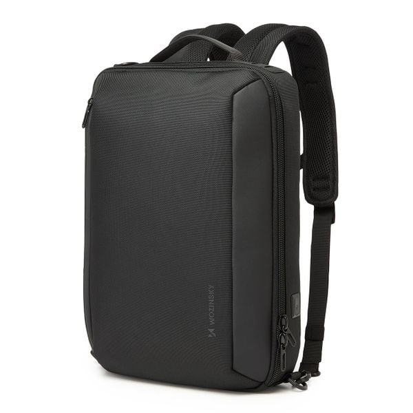 Plecak Wozinsky Premium na laptopa 15,6 cala z paskiem. Czarne plecaki męskie Wozinsky, bez wzorów, z materiału. Za 129.00 zł.