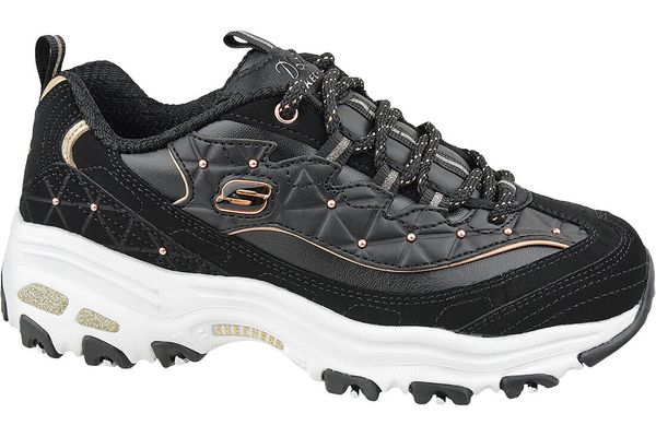 Buty sportowe Sneakersy damskie, Skechers D'Lites. Czarne buty sportowe na co dzień damskie Skechers, bez wzorów, z materiału, trekkingowe. Za 309.99 zł.
