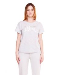 Damski t-shirt Cristal Shine z dużym logo. Białe t-shirty damskie LEONE 1947 APPAREL, l, bez wzorów, z bawełny, bez kołnierzyka. Za 84.16 zł.