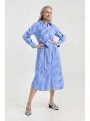 Josephine & Co Sukienka "Julio" w kolorze niebiesko-białym rozmiar: 42. Niebieskie sukienki damskie Josephine & Co, na co dzień, bez wzorów, z tkaniny, bez kołnierzyka, bez ramiączek, midi, proste. Za 282.99 zł.