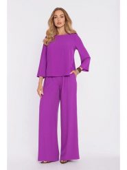 Made of emotion Spodnie w kolorze fioletowym rozmiar: M. Różowe spodnie materiałowe damskie Made Of Emotion, bez wzorów, z materiału. Za 179.99 zł.