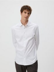 Koszula slim z bawełny egipskiej - biały. Białe koszule męskie Reserved, l, bez wzorów, z bawełny, bez kołnierzyka, bez ramiączek. Za 139.99 zł.