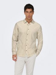 ONLY & SONS Koszula - Regular fit - w kolorze beżowym rozmiar: XL. Brązowe koszule męskie Only & Sons, xl, bez wzorów, z bawełny, bez kołnierzyka, bez ramiączek. Za 109.95 zł.