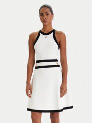 KARL LAGERFELD Sukienka dzianinowa B1W13004 Biały Regular Fit. Białe sukienki damskie Karl Lagerfeld, m, bez wzorów, z dzianiny, bez kołnierzyka, bez ramiączek. Za 1,099.00 zł.