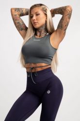 Top fitness damski Gym Glamour wiązany. Czerwone topy sportowe damskie GYM GLAMOUR, xs, bez wzorów, z materiału, bez ramiączek. Za 99.99 zł.