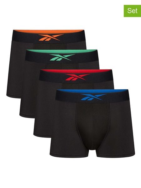 Reebok Bokserki (4 pary) w kolorze czarnym rozmiar: XL. Czarne bokserki męskie Reebok, bez wzorów. Za 126.45 zł.