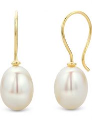 Revoni Złote kolczyki z perłami rozmiar: onesize. Białe kolczyki damskie Revoni, z perłą, złote, z zapięciem typu bigiel. Za 630.99 zł.
