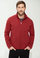 Męska, lekka kurtka w sportowym stylu J-WALLIS. Czerwone kurtki męskie Volcano, m, bez wzorów, z materiału, klasyczne, bez kaptura. Za 269.99 zł.