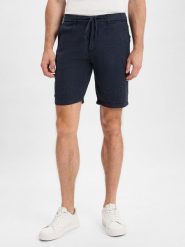 Lindbergh Lniane szorty Mężczyźni Bawełna niebieski, XL. Niebieskie szorty męskie Lindbergh, z bawełny, bez kołnierzyka. Za 229.95 zł.