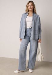 Niebieskie Jeansy z Bawełną o Kroju Balloon z Wysokim Stanem Palosa. Niebieskie jeansy damskie Born2be, z podwyższonym stanem. Za 109.99 zł.