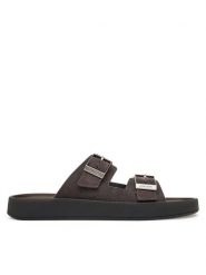 Calvin Klein Klapki Ergon Double Bar Sandal Su HM0HM02094 Brązowy. Brązowe klapki i japonki męskie CALVIN KLEIN, ze skóry. Za 529.99 zł.