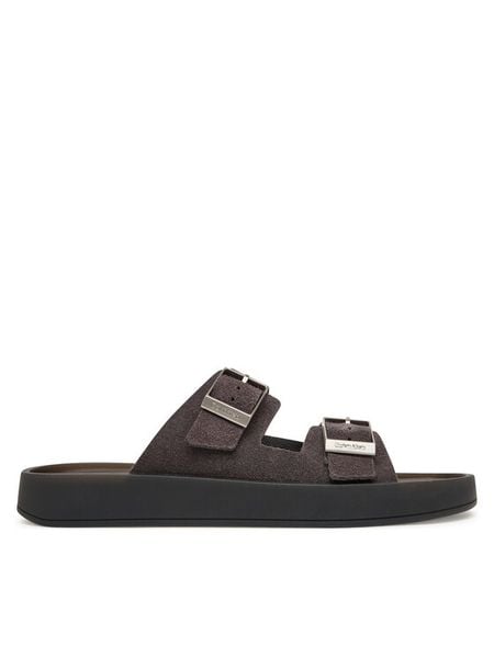 Calvin Klein Klapki Ergon Double Bar Sandal Su HM0HM02094 Brązowy. Brązowe klapki i japonki męskie CALVIN KLEIN, ze skóry. Za 529.99 zł.