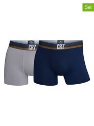 CR7 Bokserki (2 pary) w kolorze granatowym i szarym rozmiar: M. Niebieskie bokserki męskie CR7, bez wzorów. Za 47.94 zł.