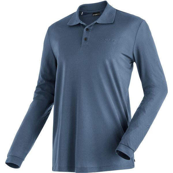 Koszulka polo z długim rękawem Maier Sports Ulrich. Niebieskie koszulki polo męskie Maier Sports, l, bez wzorów, z materiału, bez ramiączek. Za 271.00 zł.