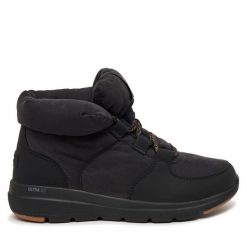 Botki Skechers. Czarne botki damskie Skechers, bez obcasa, na płaskiej podeszwie, bez zapięcia. Za 309.99 zł.