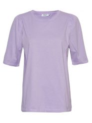MOSS COPENHAGEN Koszulka "Tiffa Logan" w kolorze fioletowym rozmiar: L/XL. Różowe bluzki damskie MOSS COPENHAGEN, l, bez wzorów, z bawełny, bez kołnierzyka, bez ramiączek. Za 100.99 zł.