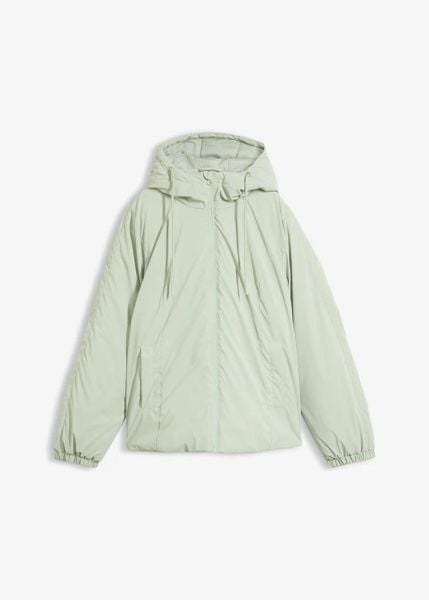 Gumowana kurtka outdoorowa, odporna na wiatr. Zielone kurtki damskie bonprix, bez wzorów, bez kaptura. Za 249.99 zł.