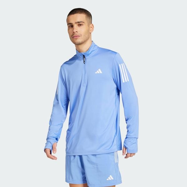 Kurtka Own the Run Half-Zip. Niebieskie bluzy bez kaptura męskie Adidas, m, bez wzorów, z materiału, sportowe, bez kaptura. W wyprzedaży za 183.00 zł.