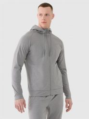 4F Bluza treningowa szybkoschnąca męska - szara L. Szare bluzy sportowe męskie 4f, bez wzorów, z dzianiny, sportowe, bez kołnierzyka, bez ramiączek. Za 199.99 zł.
