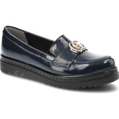 Granatowe Półbuty Dwunasty Shoes Damskie Modne Buty. Niebieskie półbuty damskie Dwunasty Shoes, bez wzorów, ze skóry, eleganckie, bez obcasa, na platformie. Za 229.00 zł.
