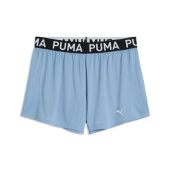 Damskie szorty z dzianiny Puma Strong 3". Niebieskie spodenki sportowe damskie Puma, l, z dzianiny, do biegania. Za 149.50 zł.