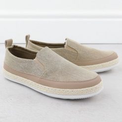Półbuty męskie espadryle wsuwane khaki Nowacki 0017-T. Brązowe półbuty męskie Nowacki, z materiału, bez zapięcia. Za 119.99 zł.