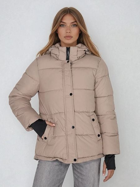 Steve Madden Kurtka zimowa w kolorze szarobrązowym rozmiar: S. Brązowe kurtki damskie Steve Madden, na zimę, s, bez wzorów, z puchu, bez kaptura. Za 184.89 zł.