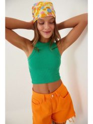 Hapiness Istanbul Top w kolorze zielonym rozmiar: S/M. Zielone topy damskie Hapiness Istanbul, m, bez wzorów, bez kołnierzyka. Za 59.95 zł.