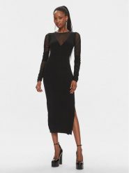 Pinko Sukienka dzianinowa Bergamotto 103019 A1KX Czarny Slim Fit. Czarne sukienki damskie Pinko, l, bez wzorów, z dzianiny, bez kołnierzyka, bez ramiączek. Za 719.99 zł.