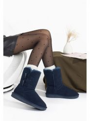 Gooce Skórzane kozaki zimowe "Hubbard" w kolorze granatowym rozmiar: 38. Niebieskie kozaki damskie Gooce, ze skóry, bez obcasa. Za 244.22 zł.