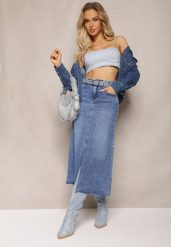 Niebieska Spódnica Maxi z Rozcięciem z Jeansu Vonuline. Niebieskie spódniczki damskie Renee, l, bez wzorów, z jeansu, eleganckie, z podwyższonym stanem, maxi, sportowe. Za 119.99 zł.