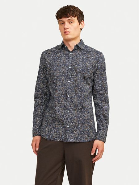 Jack & Jones Koszula Blackpool 12260625 Granatowy Slim Fit. Niebieskie koszule męskie Jack & Jones, m, bez wzorów, z bawełny, bez kołnierzyka, bez ramiączek. Za 129.99 zł.