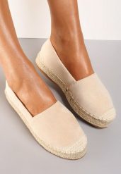 Beżowe Espadryle Zdobione Plecionką Thaxie. Brązowe espadryle damskie Born2be, z aplikacjami, bez obcasa, na płaskiej podeszwie. Za 64.99 zł.