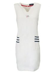 Hublot Mode Marine Sukienka w kolorze białym rozmiar: XL. Białe sukienki damskie Hublot Mode Marine, na co dzień, xl, bez wzorów, marine, bez kołnierzyka, bez ramiączek, midi, proste. Za 169.45 zł.