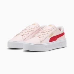 Buty sportowe damskie Puma SMASH PLATFORM V3 39075826. Czerwone buty sportowe na co dzień damskie Puma, bez wzorów, z gumy. Za 195.70 zł.