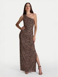 Swing Sukienka wieczorowa 5AI16600 Beżowy Slim Fit. Brązowe sukienki damskie Swing, bez wzorów, z syntetyku, wizytowe, bez kołnierzyka, bez ramiączek. Za 529.99 zł.